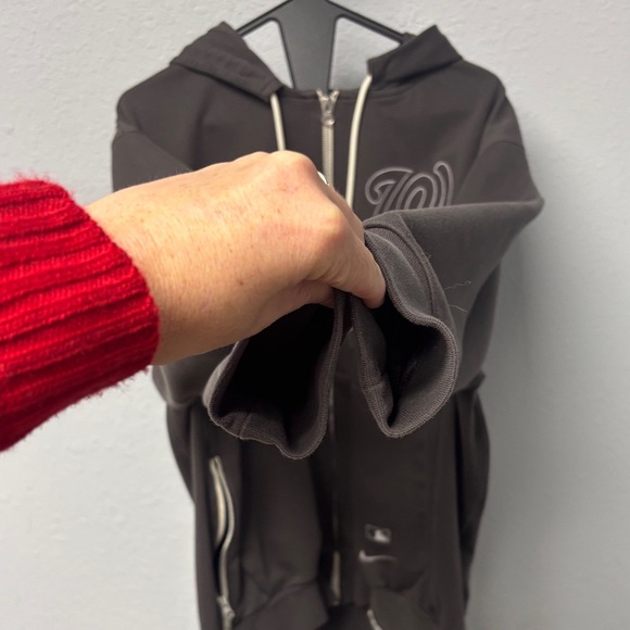 Wshngtn Nats Mn’s SzLg Nike Authntc Collctn, FullZip Hoodie in Charcoal. LikeNew - Picture 10 of 15